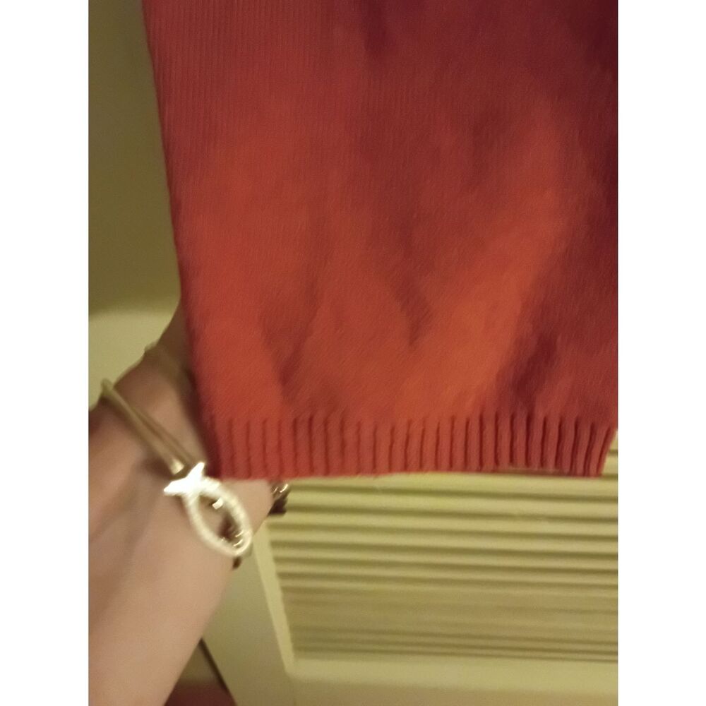 Talbots Rust Orange Button-Front Crewneck Cardigan - Picture 4 of 7